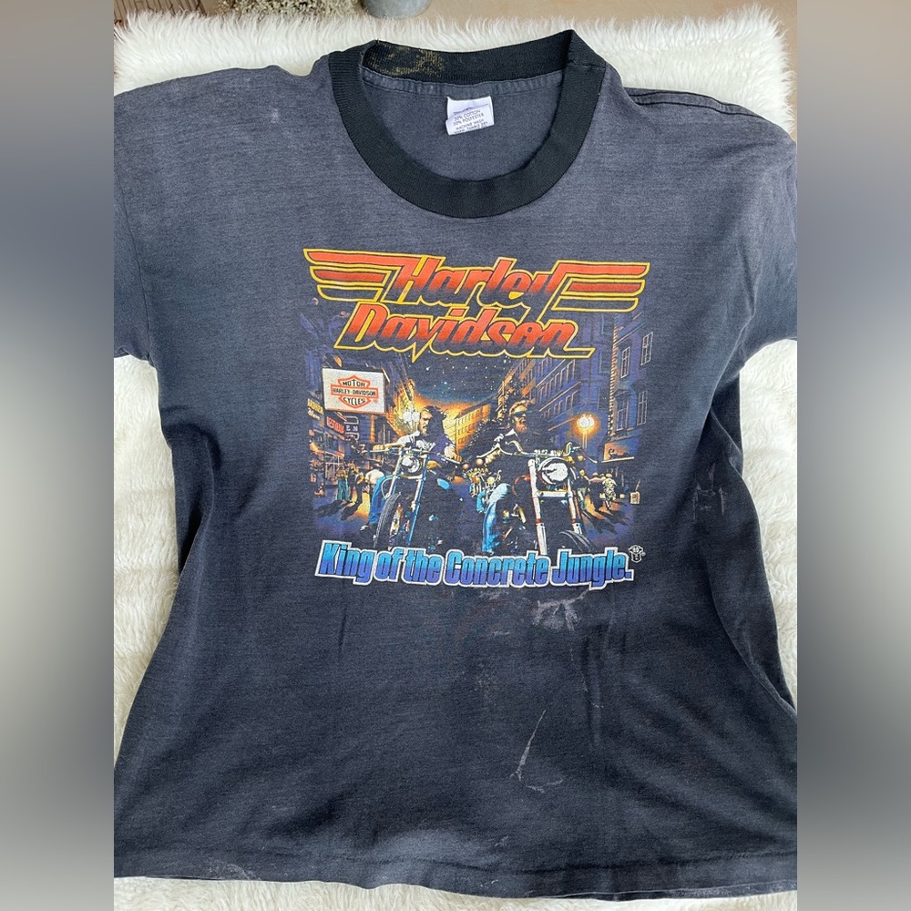 Vintage Harley Davidson King Of The Concrete Jungle Supercycle Brussels Tee